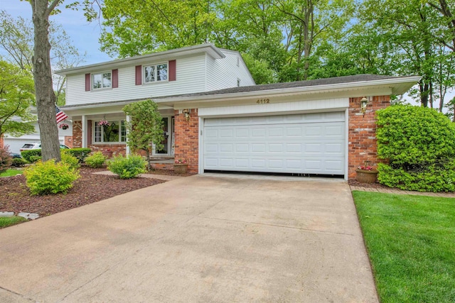 4112 Adams Dr, Shelby Twp, MI 48316 - traditional-style home featuring brick siding, driveway, and a garage