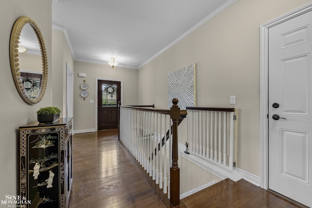 32 River Ln, Grosse Pointe Woods, MI 48236 - foyer entrance with hardwood / wood-style floors and crown molding