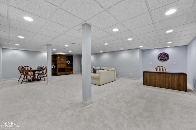 32 River Ln, Grosse Pointe Woods, MI 48236 - finished basement with carpet flooring and recessed lighting