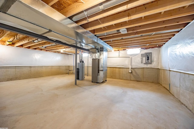 36217 Little Mack Ave, Clinton Township, MI 48035 - unfinished below grade area featuring water heater, electric panel, and heating unit