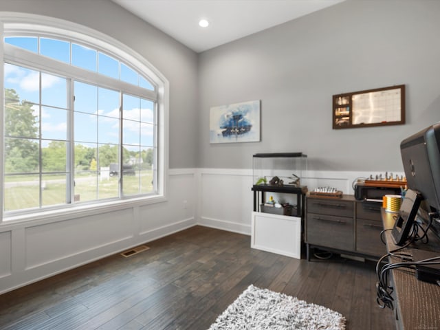4661 Applewood Ct, Rochester, MI 48306 - office space featuring wainscoting, dark wood-style flooring, and recessed lighting