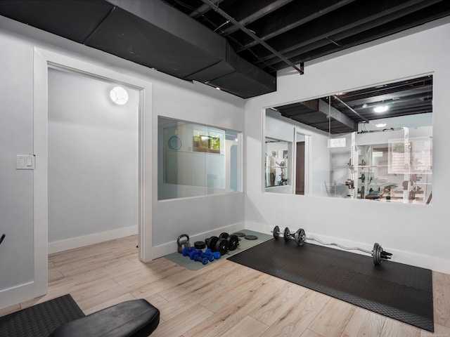4661 Applewood Ct, Rochester, MI 48306 - exercise area featuring wood finished floors and baseboards