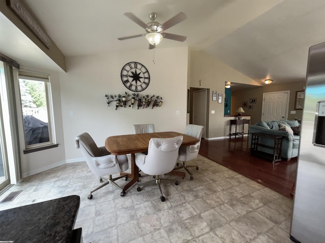 51767 Huntley Ave, New Baltimore, MI 48047 - dining area with lofted ceiling and a ceiling fan