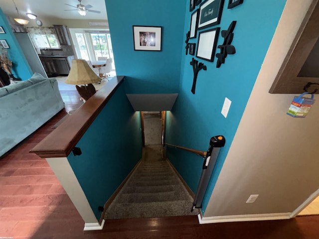 51767 Huntley Ave, New Baltimore, MI 48047 - staircase with ceiling fan and wood finished floors