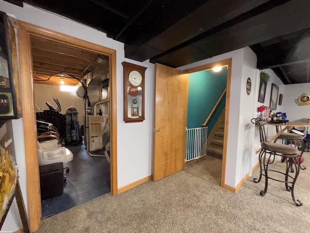 51767 Huntley Ave, New Baltimore, MI 48047 - finished basement featuring carpet floors, stairs, and heating unit