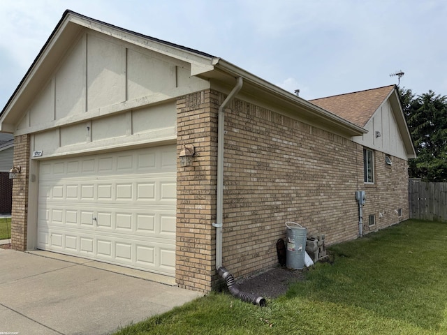 51767 Huntley Ave, New Baltimore, MI 48047 - view of side of property featuring brick siding, a garage, and concrete driveway