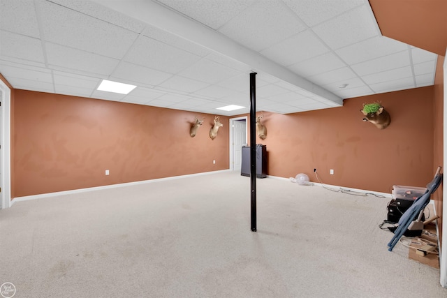 52047 Sycamore Dr, Chesterfield, MI 48047 - finished basement with a paneled ceiling and carpet