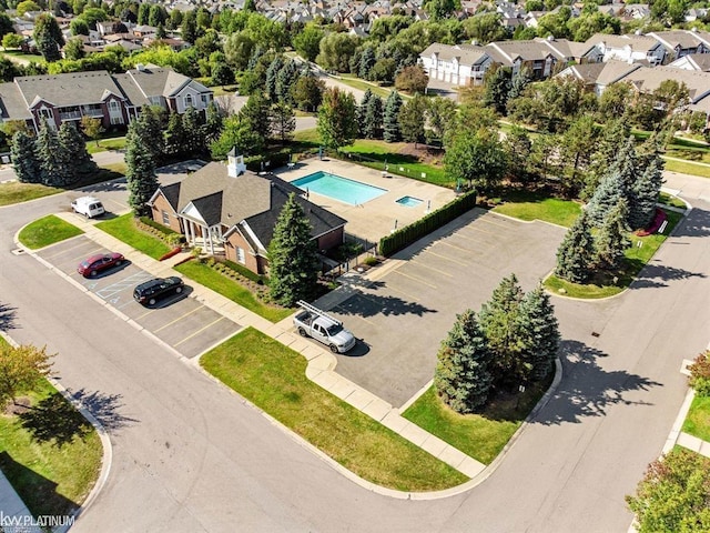 45592 Warwick Dr, Macomb Twp, MI 48044 - aerial view of residential area featuring a pool area