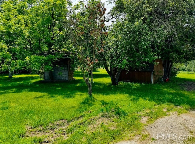 1084 15.5 Rd, Bark River, MI 49807 - view of grassy yard featuring a shed