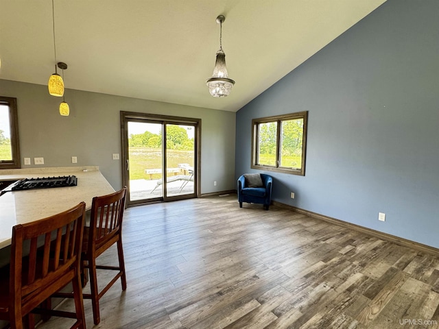 1084 15.5 Rd, Bark River, MI 49807 - dining room featuring wood finished floors and vaulted ceiling