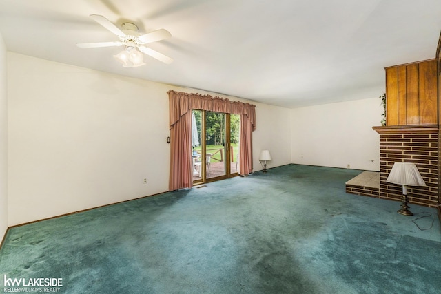 3480 Devonshire St, Sterling Heights, MI 48310 - unfurnished living room with carpet and ceiling fan