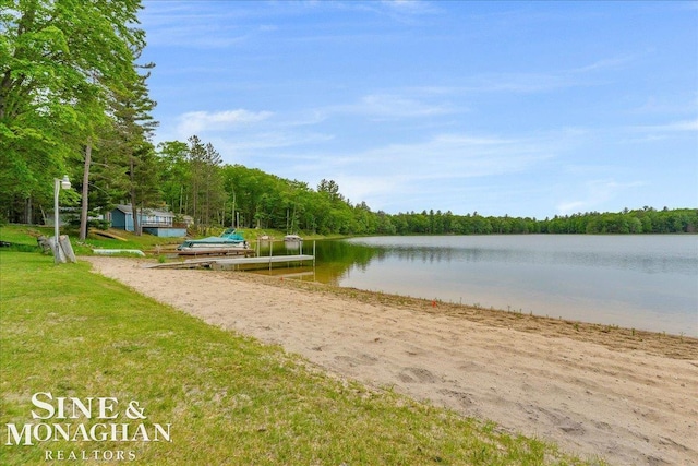 2727 Horseshoe Lake Rd, West Branch, MI 48661 - water view with a forest and a dock