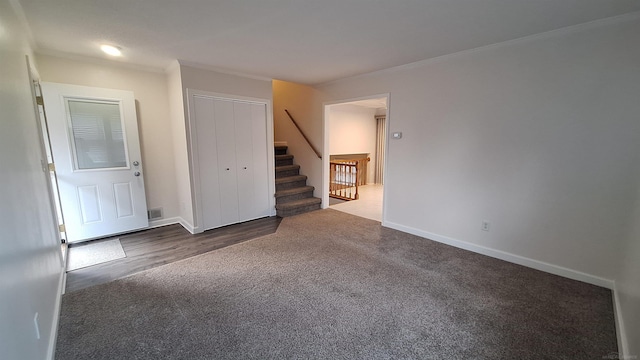 4130 Elmhurst Rd, Waterford, MI 48328 - empty room with carpet, stairway, and crown molding