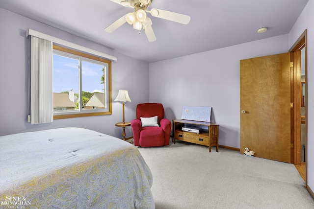 23875 Settlers Dr, Macomb Twp, MI 48042 - carpeted bedroom featuring a ceiling fan and baseboards