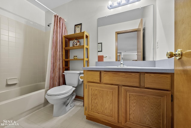 23875 Settlers Dr, Macomb Twp, MI 48042 - full bathroom with tile patterned floors, vanity, and shower / bath combination with curtain