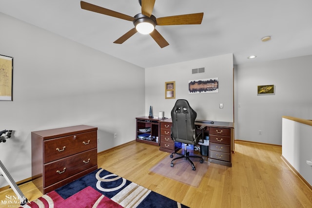 23875 Settlers Dr, Macomb Twp, MI 48042 - office with wood finished floors, ceiling fan, and recessed lighting