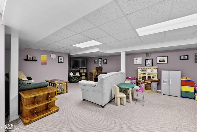 23875 Settlers Dr, Macomb Twp, MI 48042 - carpeted living area with a drop ceiling