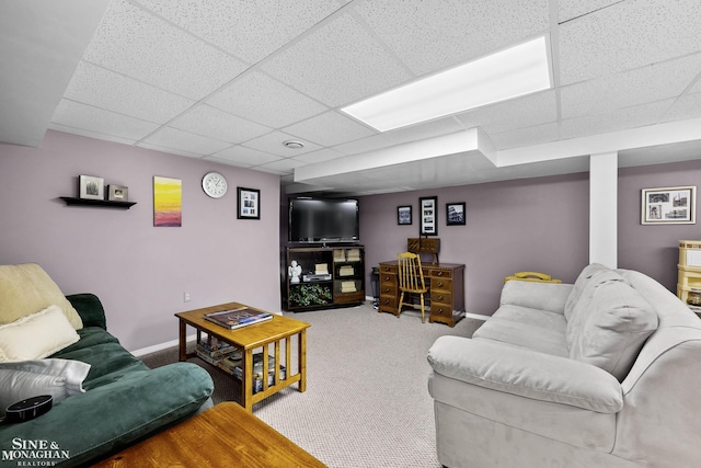 23875 Settlers Dr, Macomb Twp, MI 48042 - living room with a paneled ceiling and carpet floors