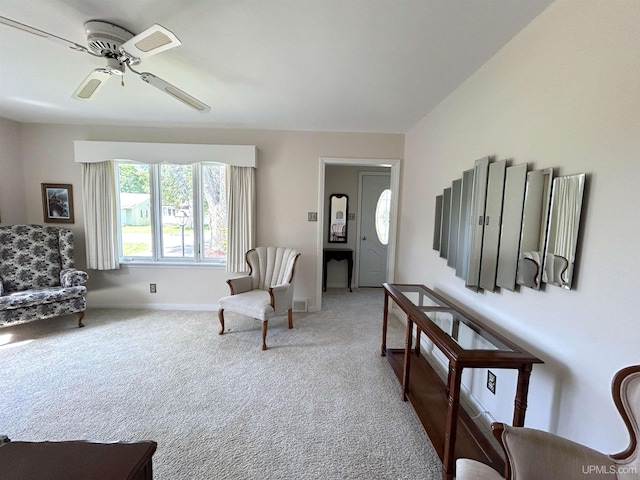 2010 Deer Lake Ave, Ishpeming, MI 49849 - foyer entrance with ceiling fan and light carpet