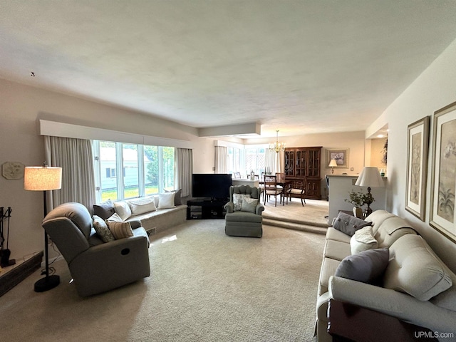 2010 Deer Lake Ave, Ishpeming, MI 49849 - living room with a chandelier and carpet flooring