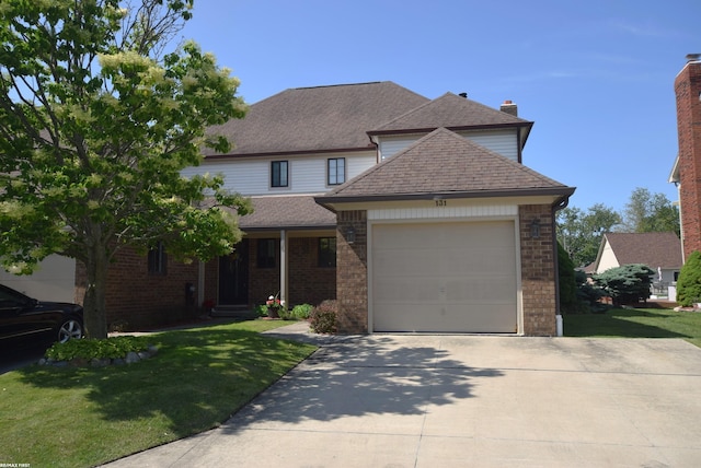 131 Cherryl Ln Unit 4, Algonac, MI 48001 - view of front facade featuring driveway, a front lawn, an attached garage, and brick siding