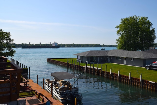 131 Cherryl Ln Unit 4, Algonac, MI 48001 - dock area with a water view and a lawn