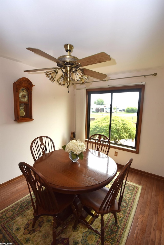 131 Cherryl Ln Unit 4, Algonac, MI 48001 - dining room with hardwood / wood-style flooring and ceiling fan