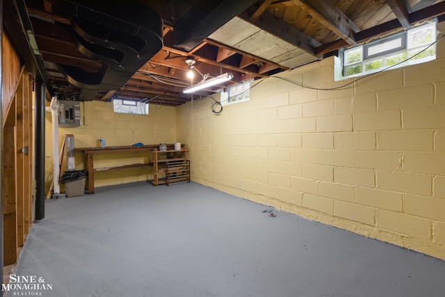 1284 Brys Dr, Grosse Pointe Woods, MI 48236 - below grade area featuring electric panel and a workshop area
