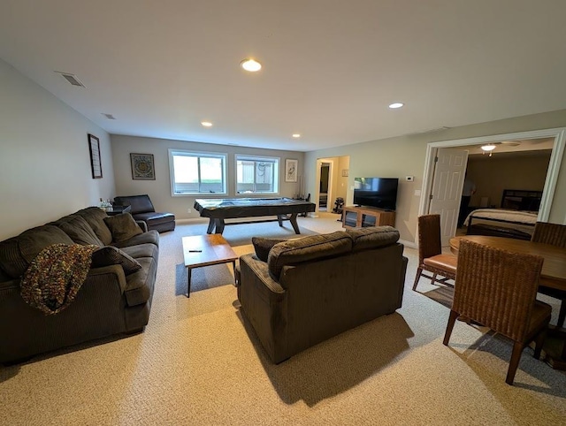 5953 Qwinn Ct, Bay City, MI 48706 - living area with light colored carpet, recessed lighting, and pool table