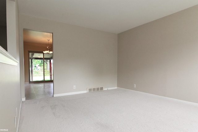 31717 Tecla St, Warren, MI 48088 - spare room with carpet and a chandelier