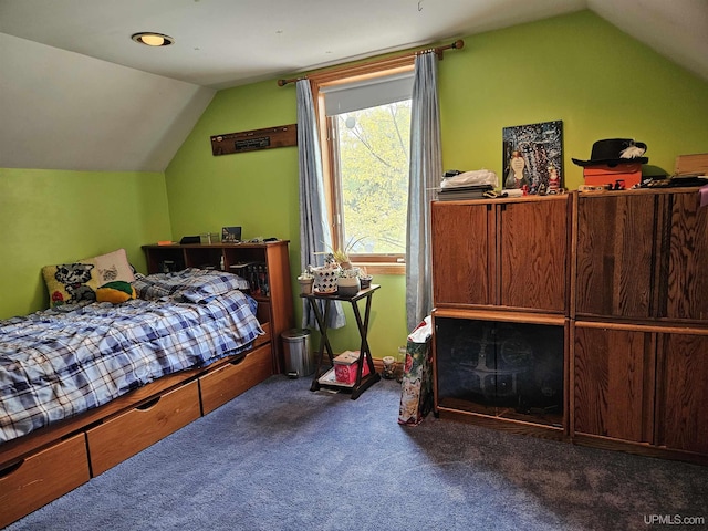 505 Pennsylvania Ave, Ontonagon, MI 49953 - carpeted bedroom featuring lofted ceiling