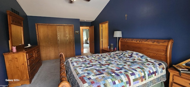 2793 Carina Dr, North Branch, MI 48461 - carpeted bedroom featuring vaulted ceiling and a closet