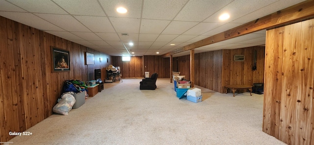 2793 Carina Dr, North Branch, MI 48461 - finished basement with light carpet and wooden walls