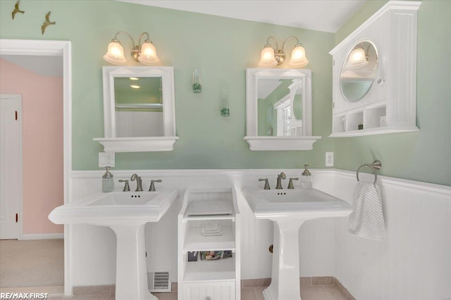 2080 Beaufait Dr, Grosse Pointe Woods, MI 48236 - bathroom with wainscoting and a sink