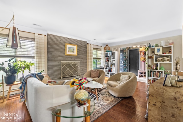 1389 Bedford Rd, Grosse Pointe Park, MI 48230 - living room with wood finished floors and a baseboard heating unit