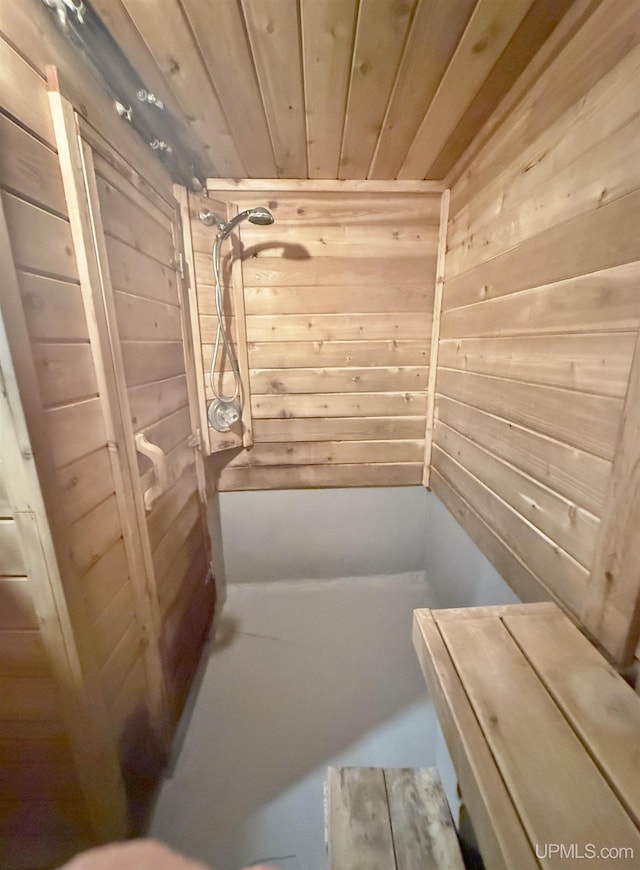 401 White St, Hancock, MI 49930 - sauna / steam room featuring wood walls and wood ceiling
