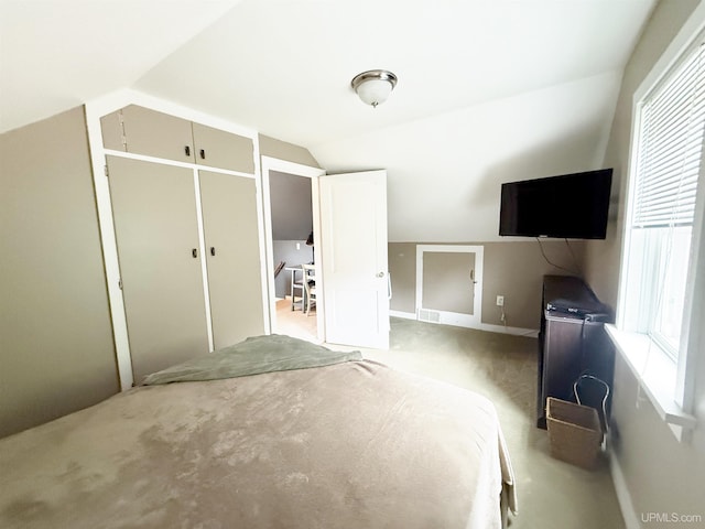 401 White St, Hancock, MI 49930 - unfurnished bedroom with lofted ceiling and carpet floors