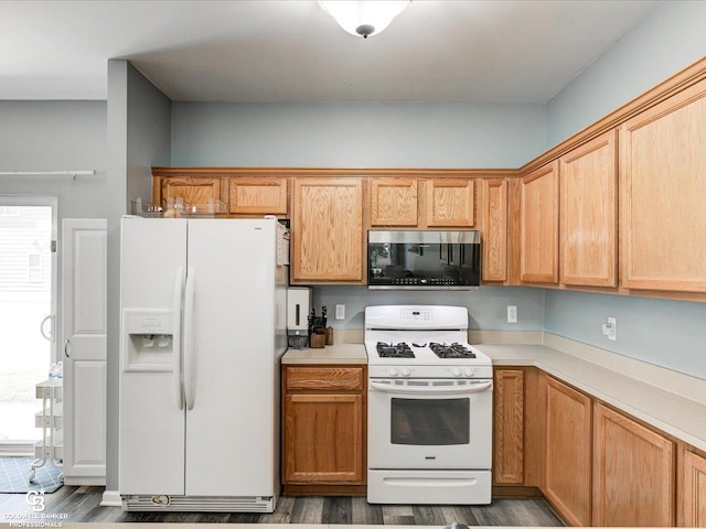 30569 Austin Ct, Chesterfield, MI 48051 - kitchen with white appliances, light countertops, and wood finished floors