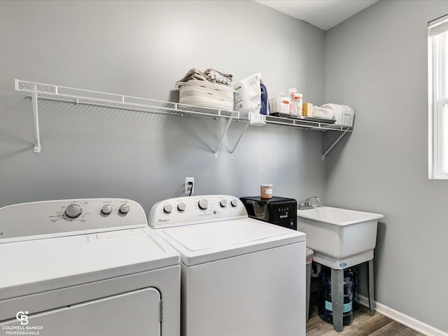 30569 Austin Ct, Chesterfield, MI 48051 - washroom featuring washer and dryer and wood finished floors