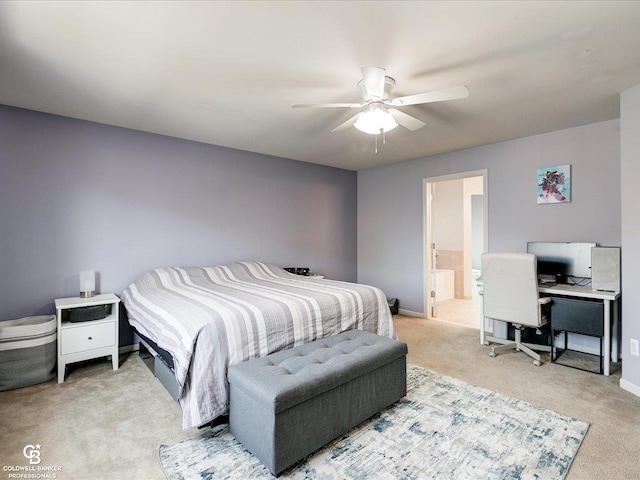 30569 Austin Ct, Chesterfield, MI 48051 - carpeted bedroom with a desk, connected bathroom, and ceiling fan