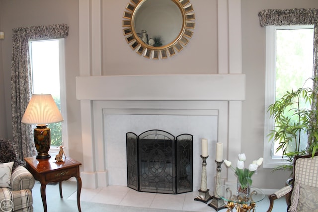 54640 Burlington Dr, Shelby Twp, MI 48315 - detailed view of a tiled fireplace