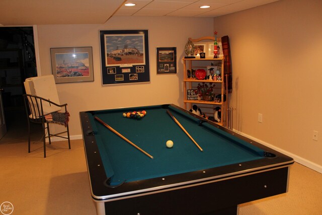 54640 Burlington Dr, Shelby Twp, MI 48315 - playroom featuring carpet floors, pool table, and recessed lighting