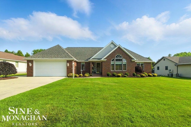 7119 Simons St, Lexington, MI 48450 - single story home featuring a garage, driveway, a front lawn, and brick siding