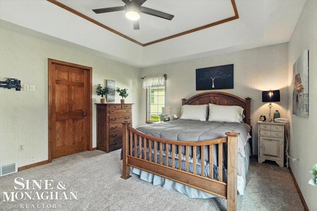 7119 Simons St, Lexington, MI 48450 - bedroom featuring carpet flooring, a ceiling fan, and ornamental molding