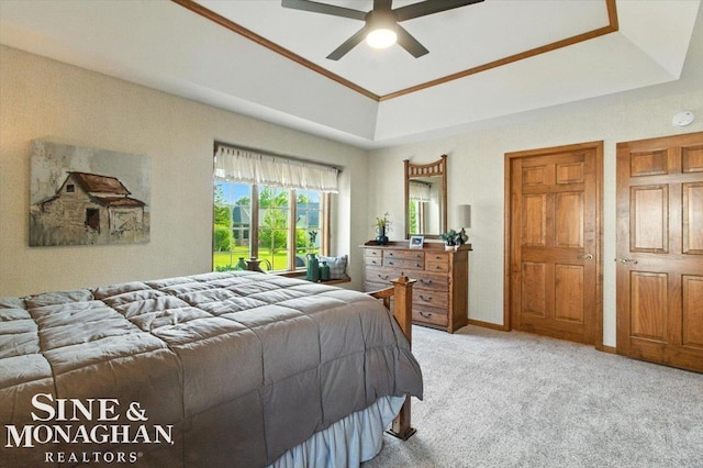 7119 Simons St, Lexington, MI 48450 - bedroom featuring light colored carpet, vaulted ceiling, and ceiling fan