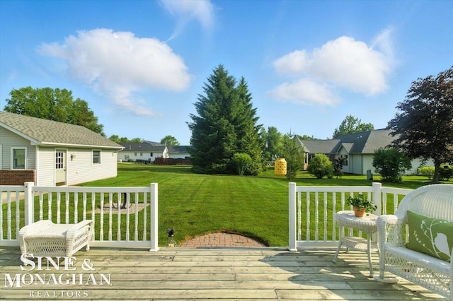 7119 Simons St, Lexington, MI 48450 - wooden terrace featuring a yard and a residential view