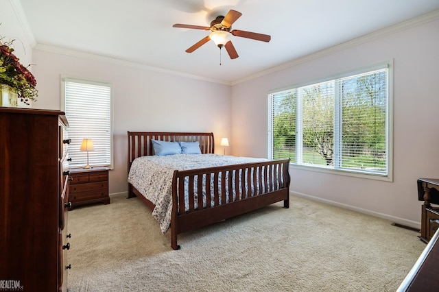 14329 Barton Dr, Washington Twp, MI 48094 - bedroom featuring ornamental molding, carpet flooring, and a ceiling fan