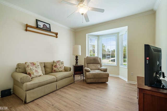 14329 Barton Dr, Washington Twp, MI 48094 - living area with light wood-type flooring, crown molding, and ceiling fan