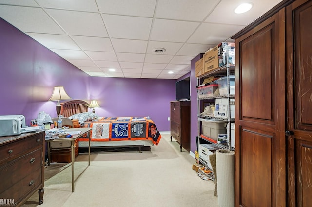 14329 Barton Dr, Washington Twp, MI 48094 - carpeted bedroom with a paneled ceiling and recessed lighting