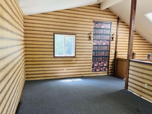 4110 Oak Ridge Dr, Harrison, MI 48625 - additional living space featuring log walls and carpet floors